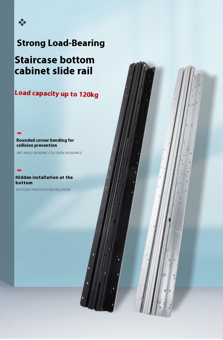 Heavy-Duty Three-Section Telescopic Slide Rail Bottom-Mounted Buffer Shoe Cabinet Base Thickened Heavy-Duty Drawer Track