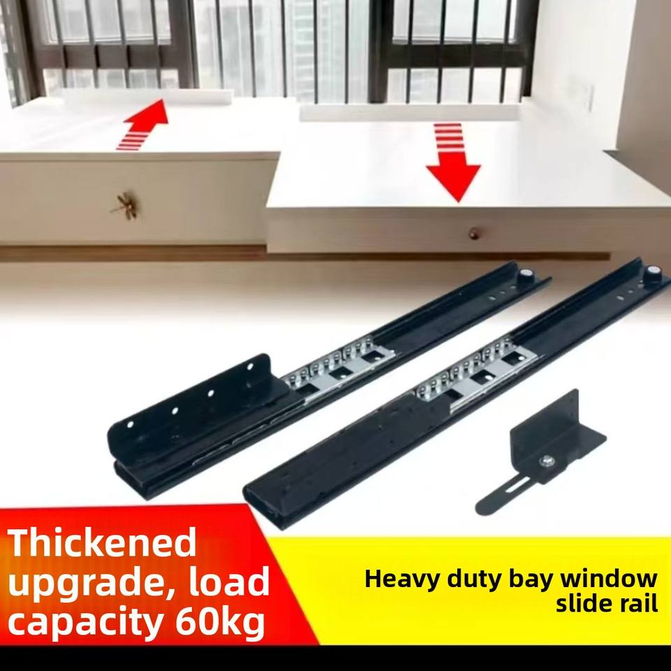 Heavy Duty Drawer Slides Invisible Bay Window Rail Push-Pull Desk Silent Track Home Sill Extendable Countertop Hardware Kit
