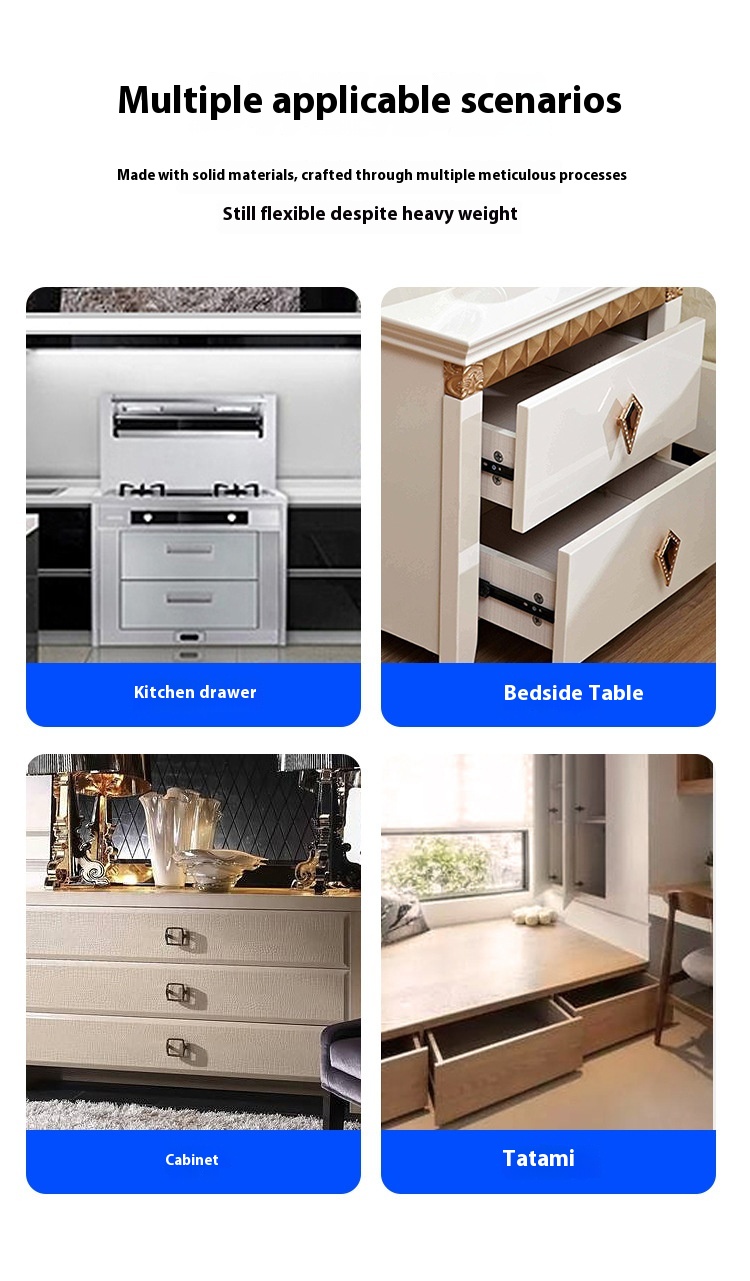 Rebound Cabinet Drawer Slides Ball Bearing Full Extension 45mm Soft Close Kitchen Telescopic Drawer Rails Guide Runner