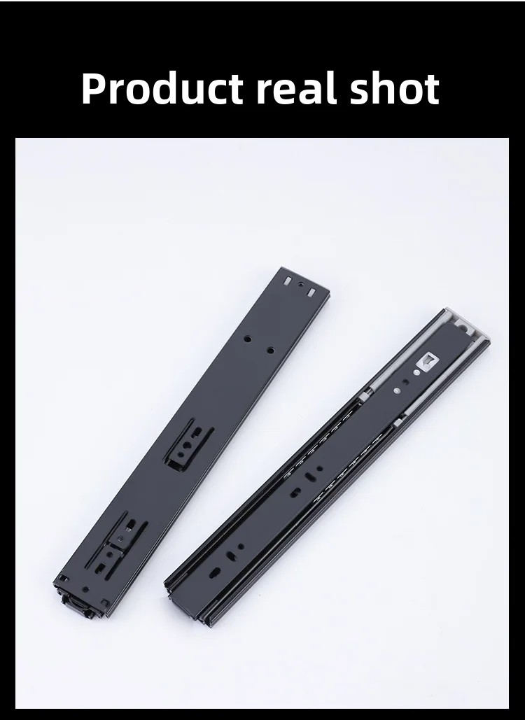 Wholesale 4515 Three-Section Fully Extendable Steel Push-Pull Track for Modern Wardrobe Solid Ball Silent Rebound Drawer Rail