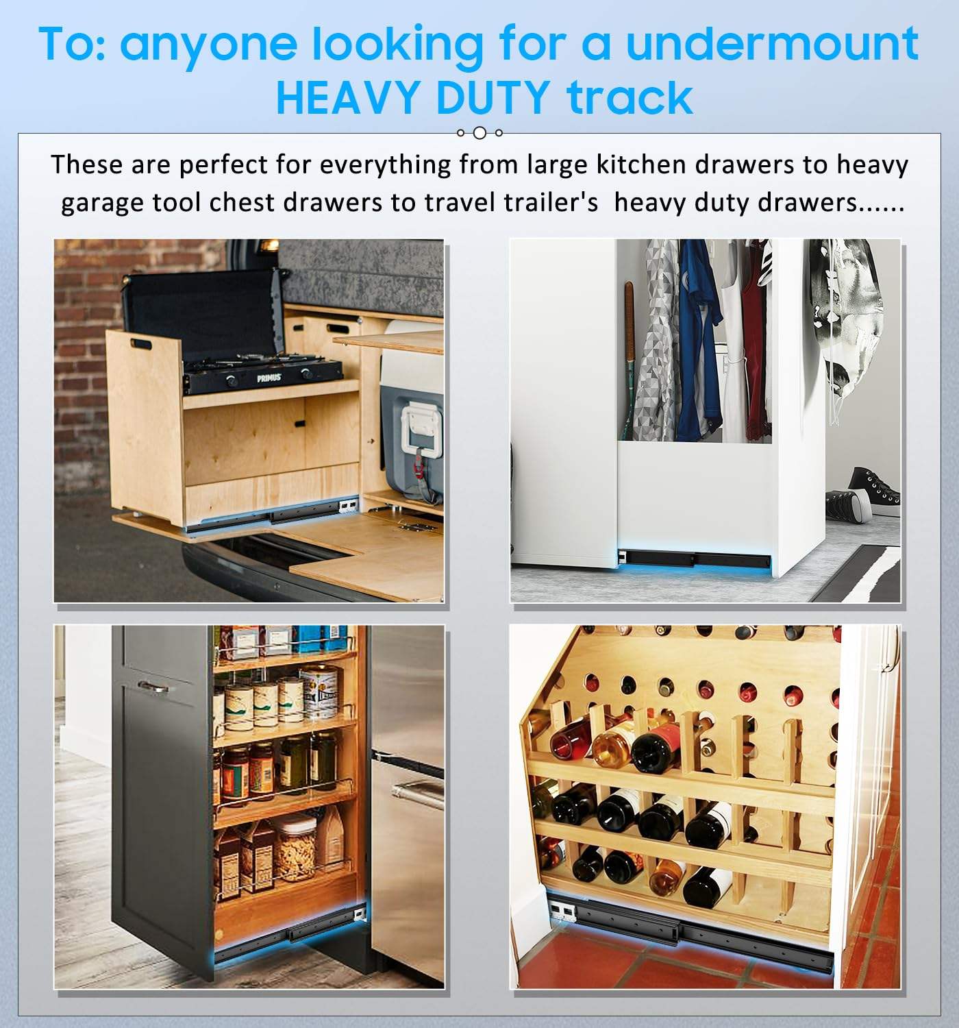 Drawer Rolling Bearing Slip Rail Base Frame Heavy Performance Stair Cabinet Drawer Slide Bottom Hides Full Extension Slide Rail