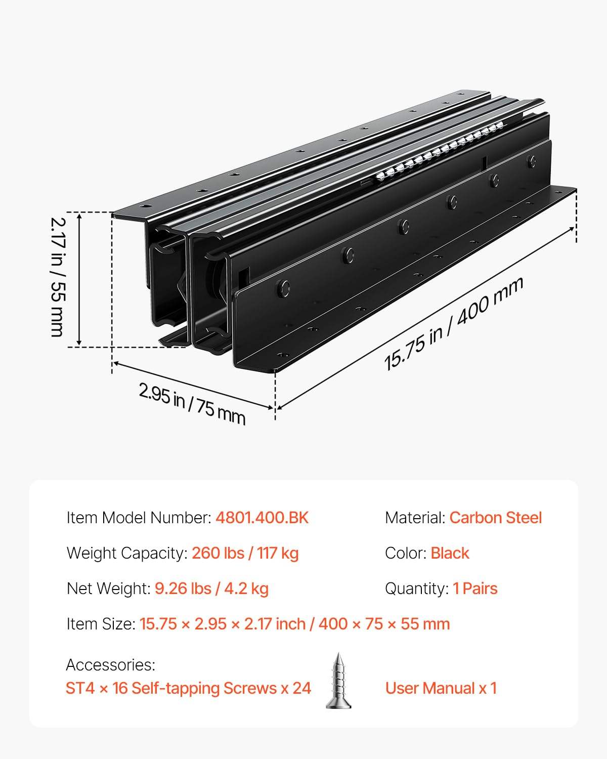 Drawer Rolling Bearing Slip Rail Base Frame Heavy Performance Stair Cabinet Drawer Slide Bottom Hides Full Extension Slide Rail