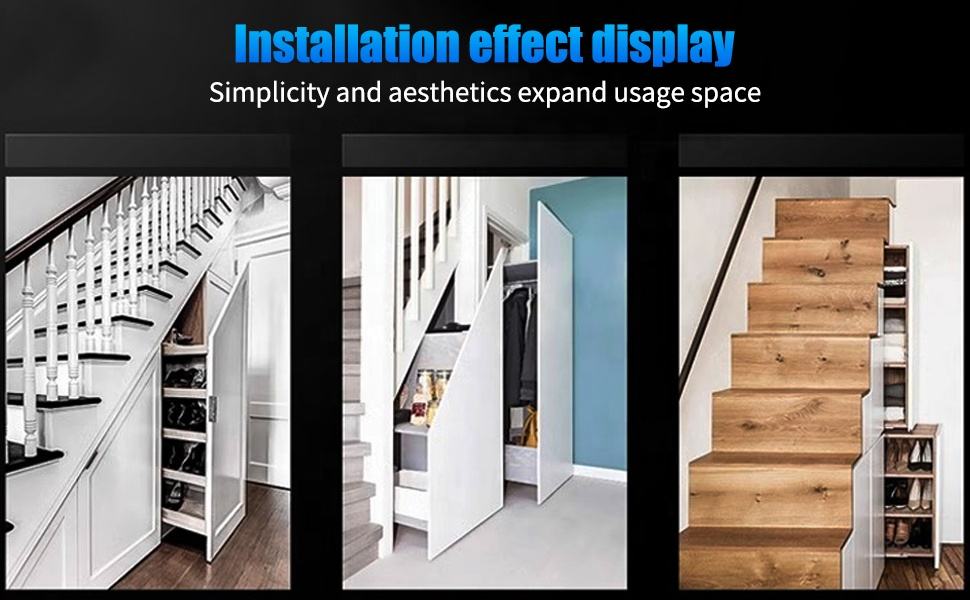 Ball Bearing Two Way Slide Track Rail Steel Heavy Duty 3 Fold Bottom Mounting Pull Out Draw Slide Rail Under Stair Storage