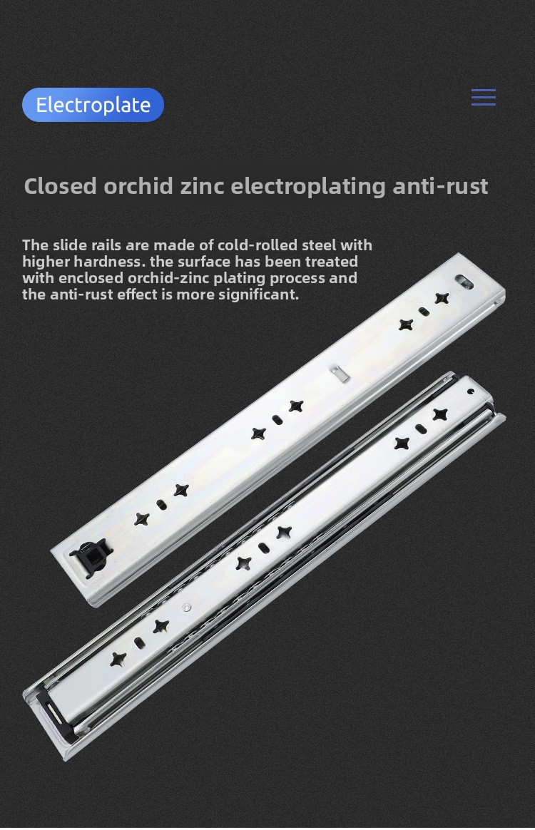 5320 Locking Heavy Duty Drawer Slides Three Section Full Extension Ball Bearing Cold Rolled Steel Industrial Rail 120KG