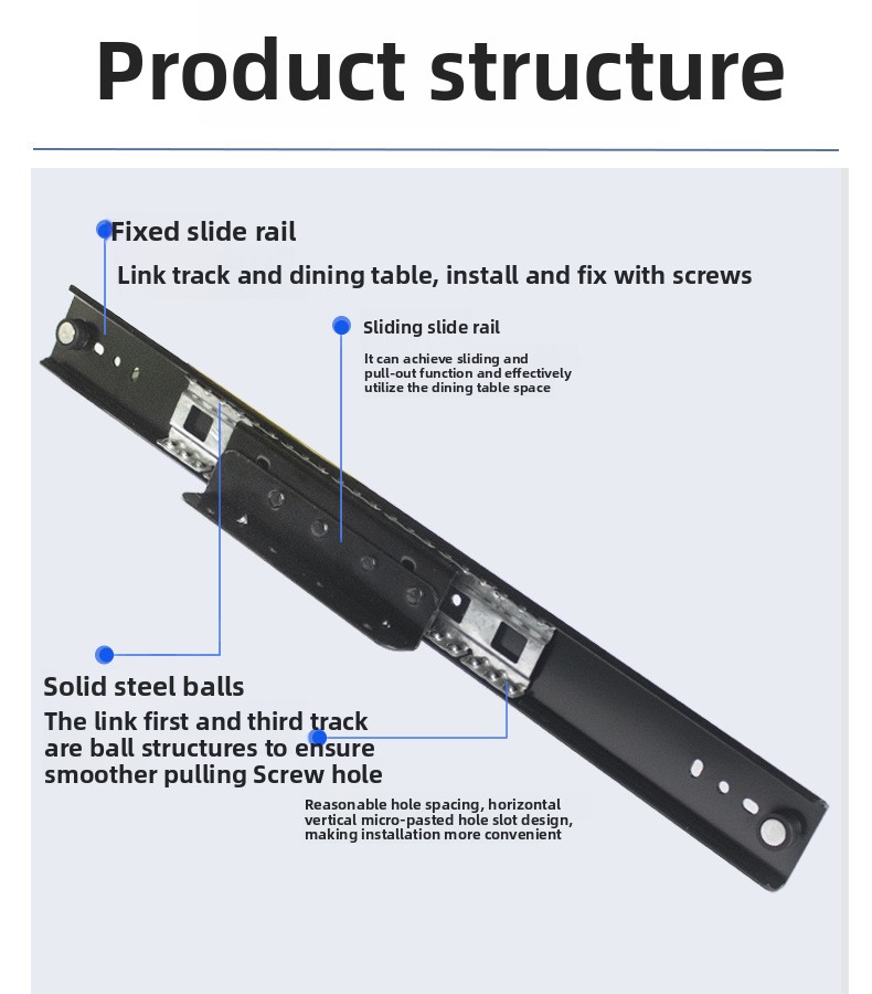 Heavy Duty Drawer Slides Invisible Bay Window Rail Push-Pull Desk Silent Track Home Sill Extendable Countertop Hardware Kit