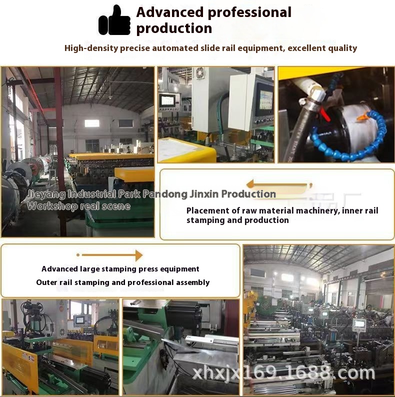 7630 Heavy Industrial Duty Drawer Slides Triple Full Extension Ball Bearing Drawer Furniture Hardware Telescopic with Lock