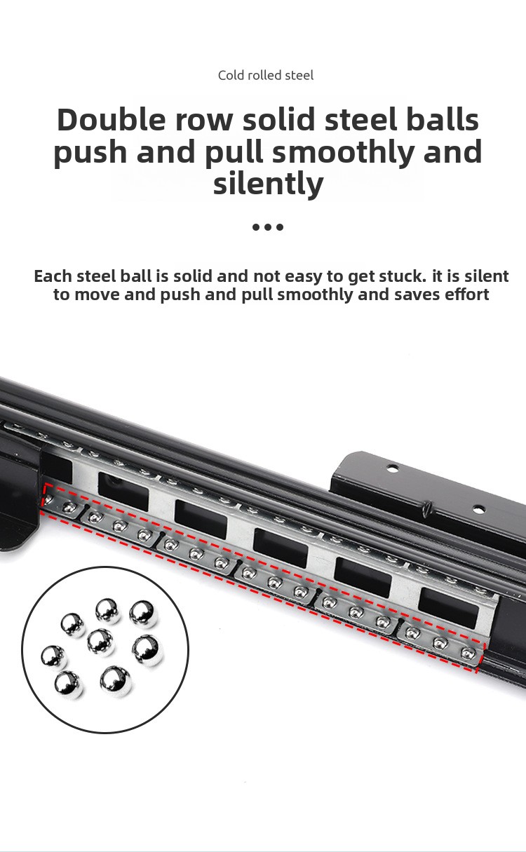 Heavy-Duty Three-Section Telescopic Slide Rail Bottom-Mounted Buffer Shoe Cabinet Base Thickened Heavy-Duty Drawer Track