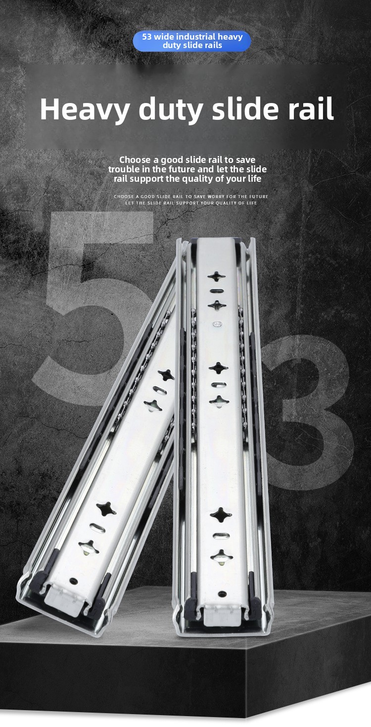 5320 Locking Heavy Duty Drawer Slides Three Section Full Extension Ball Bearing Cold Rolled Steel Industrial Rail 120KG