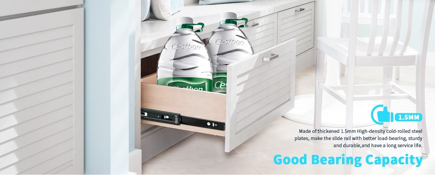 Heavy Duty Soft Close Drawer Slides Full Extension Side Mount 12 14 16 18 20 22 24 Inch Ball Bearing Track Guide Glides Runners