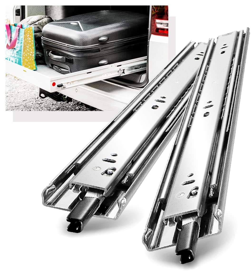 Heavy Duty Locking Drawer Slides Runners with Lock 12 14 16 18 20 22 24 26 28 30 Inch Side Mount Ball Bearing Rails Track Glides