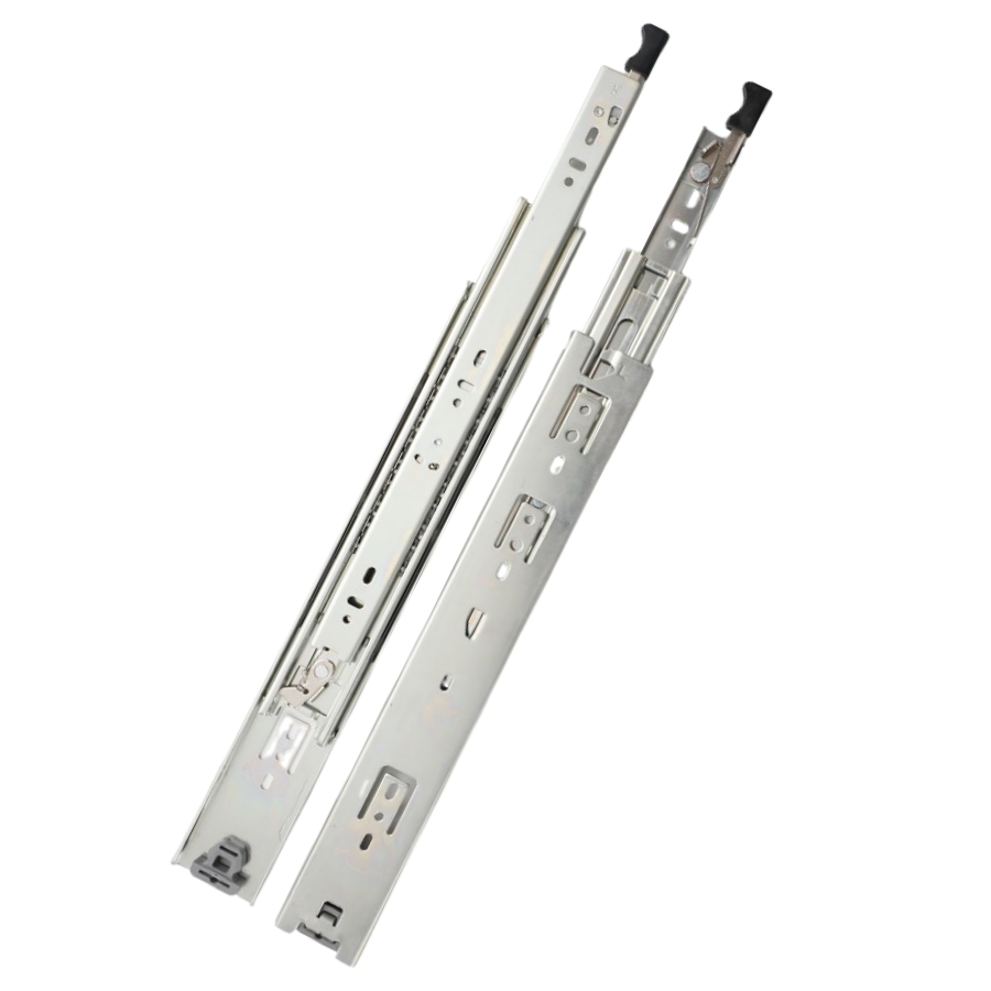 Soft Closing Drawer Slide with Ball Bearing by Galvanized Steel 53mm Three Fold Drawer Slides with Lock