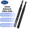 Rebound Cabinet Drawer Slides Ball Bearing Full Extension 45mm Soft Close Kitchen Telescopic Drawer Rails Guide Runner