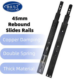 Rebound Cabinet Drawer Slides Ball Bearing Full Extension 45mm Soft Close Kitchen Telescopic Drawer Rails Guide Runner