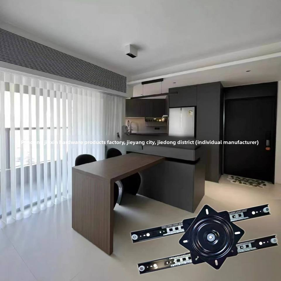 Rotating Sliding Mechanism Retractable Telescopic Integrated With Extendable Dining Kitchen Adjustable Moveable Island Table