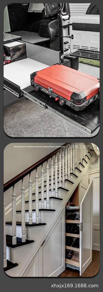 51mm Wide Heavy-Duty RV Self-Locking Load-Bearing Guide Rails Three-Section Buffer Damping Slides Modern Design Industrial Track