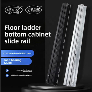Heavy-Duty Three-Section Telescopic Slide Rail Bottom-Mounted Buffer Shoe Cabinet Base Thickened Heavy-Duty Drawer Track