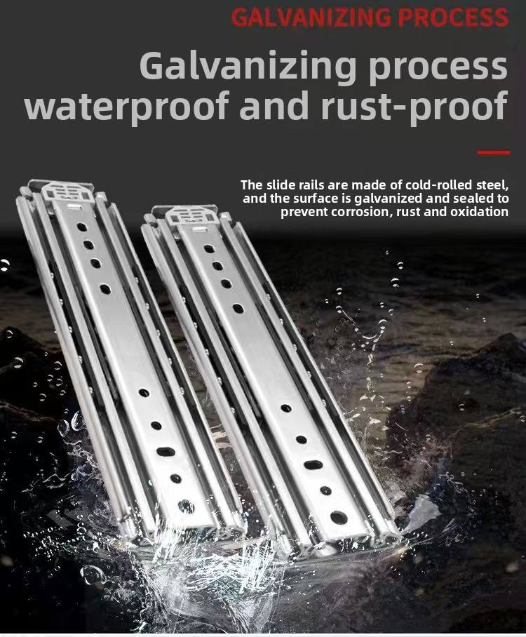 76mm Width Durable Heavy Duty Slides Telescopic Cabinet Full Extension Concealed Ball Bearing Drawer Slides