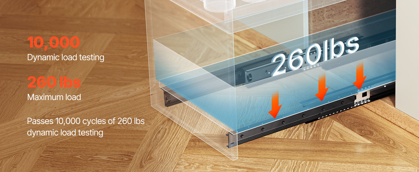 Undermount Heavy Duty Drawer Slides Rail Bottom Mounted Full Extension Hidden Drawer Runners Ball Bearing Glides Staircase