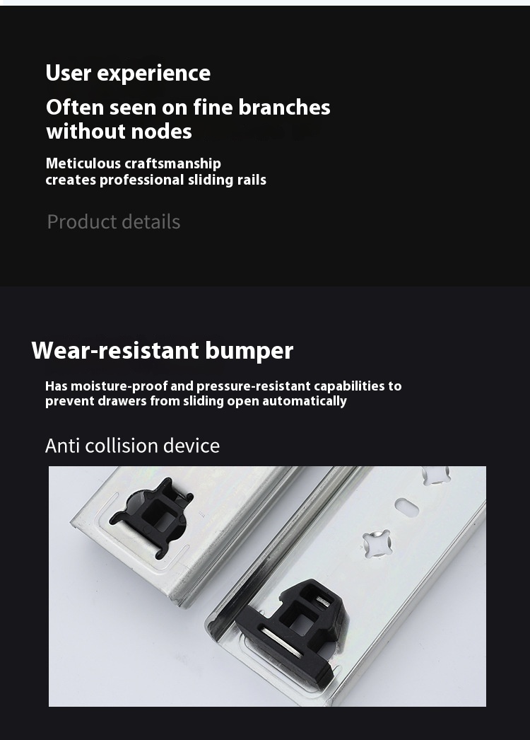 53mm Wide Heavy-Duty RV Self-Locking Drawer Slides Bearing Rails Three-Section Buffer Damping Industrial Track Modern Design