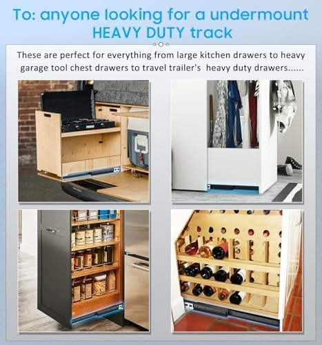 Undermount Heavy Duty Drawer Slides Rail Bottom Mounted Full Extension Runners Hidden Glides Staircase Cupboard Cabinet Wardrobe
