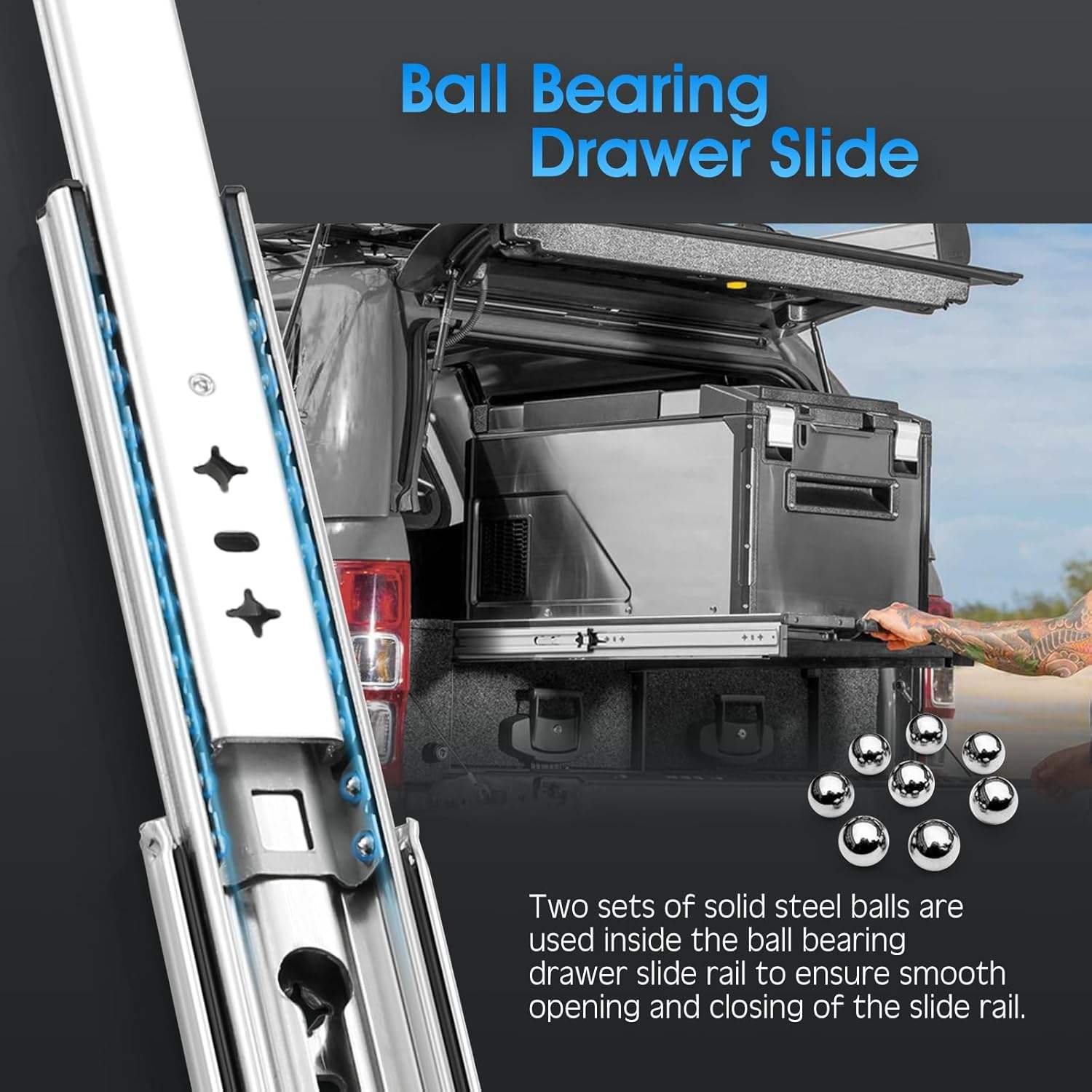 JINXIN Heavy-Duty 1 Pair 12-40 Inch Drawer Slides 220 lb Load Capacity Full Extension Ball Bearing Industrial Cabinet Rail