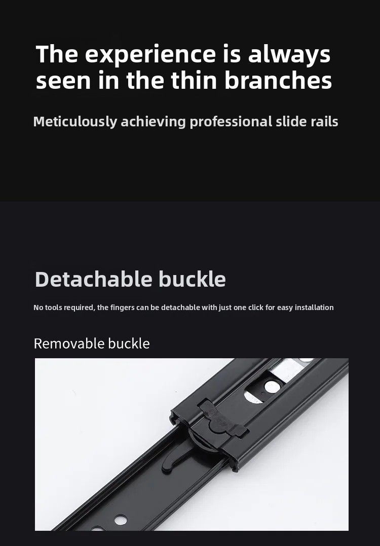 Wholesale 4515 Three-Section Fully Extendable Steel Push-Pull Track for Modern Wardrobe Solid Ball Silent Rebound Drawer Rail