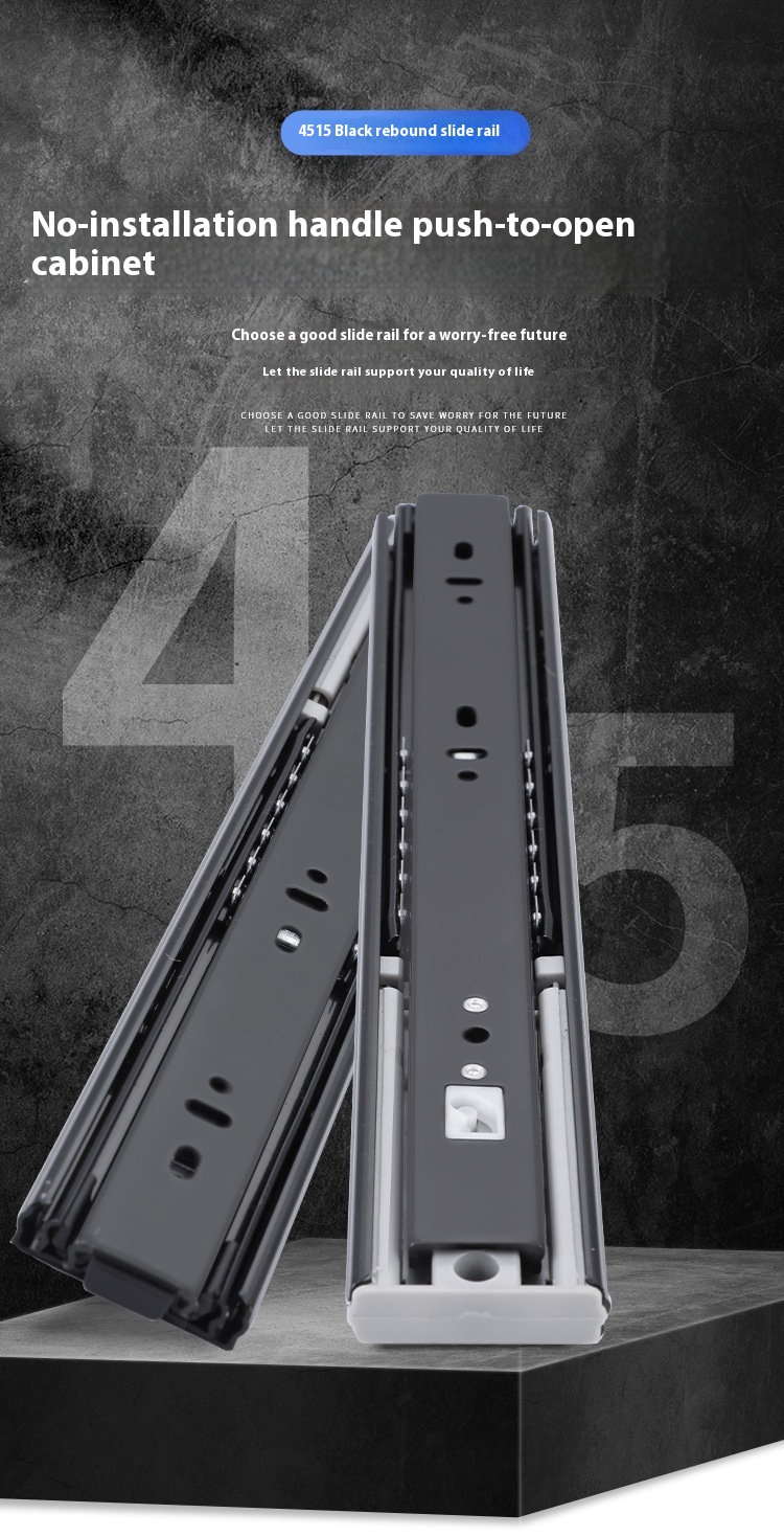 Wholesale 4515 Three-Section Fully Extendable Steel Push-Pull Track for Modern Wardrobe Solid Ball Silent Rebound Drawer Rail