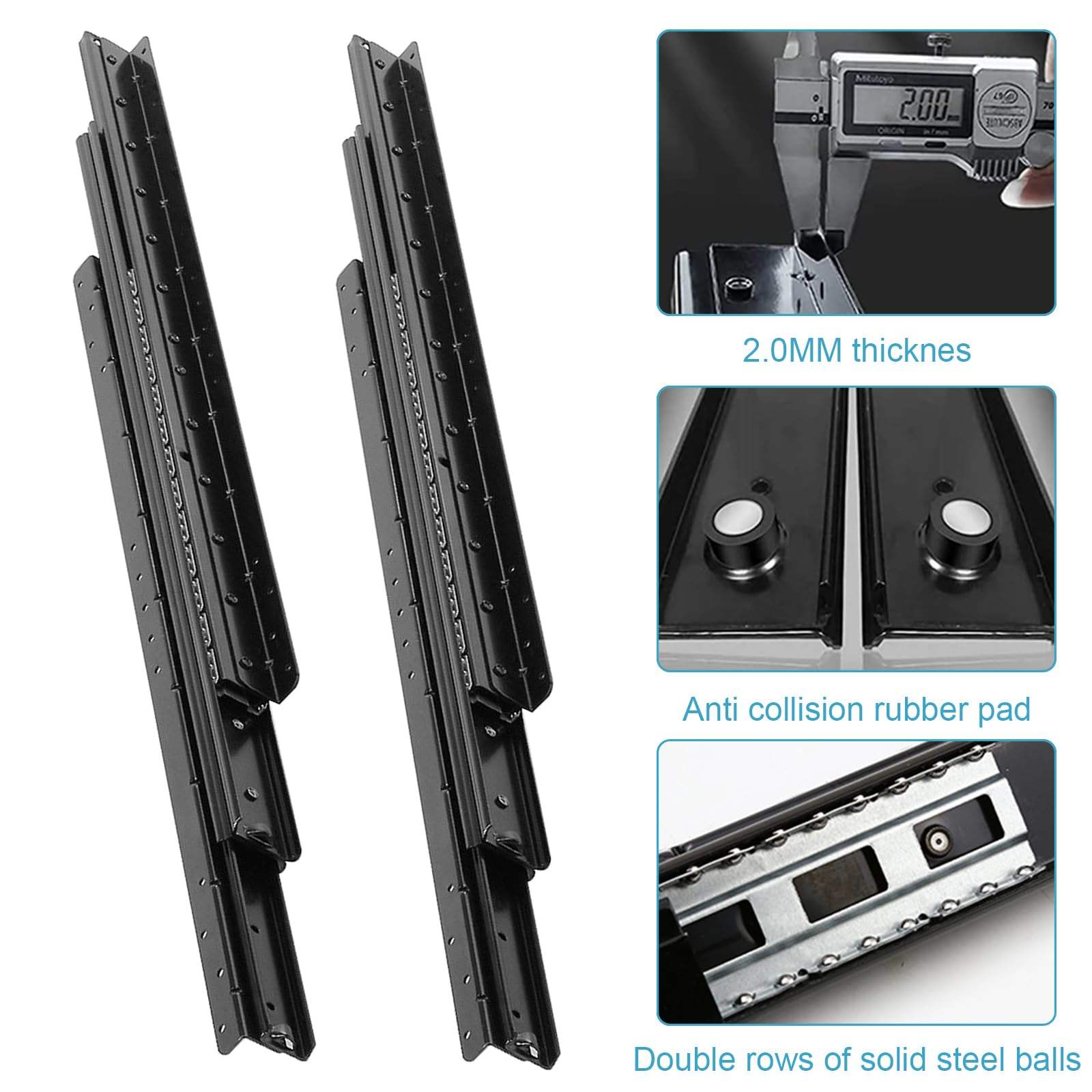 Full Extension Ball Bearing Drawer Slides Staircase Hidden Base Cabinet Track Stair Bottom Heavy Duty for Cabinet Silent Drawer