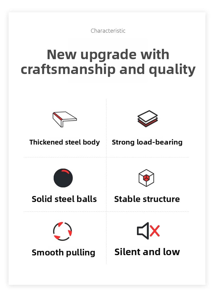 Heavy-Duty Three-Section Telescopic Slide Rail Bottom-Mounted Buffer Shoe Cabinet Base Thickened Heavy-Duty Drawer Track