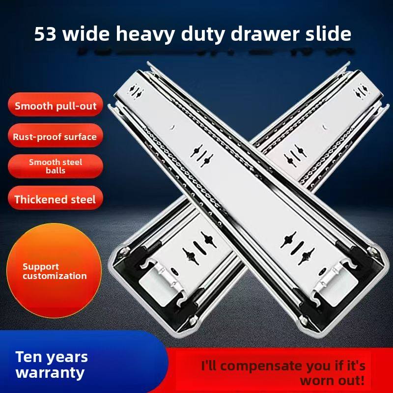 Telescopic Slide 53mm 3 Fold Drawer Slide Ball Bearing Drawer Slide Drawer Slide Full Extension Slide