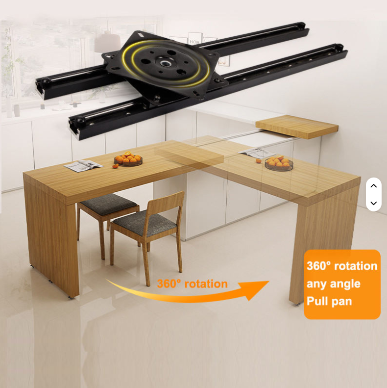 38 MM Width Sliding Island Table Rotating Table Slide Furniture Accessories for Open Kitchen Square Steel Ball Bearing