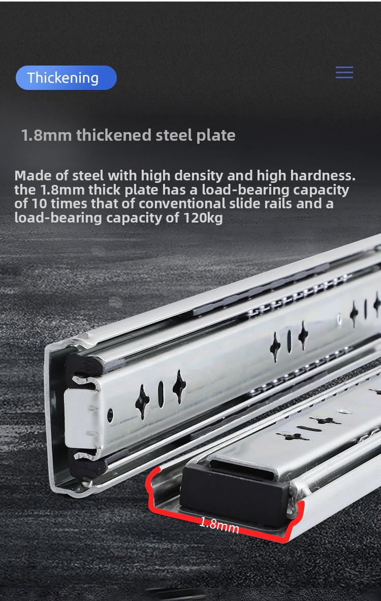 53mm Wide Heavy-Duty RV Self-Locking Drawer Slides Bearing Rails Three-Section Buffer Damping Industrial Track Modern Design