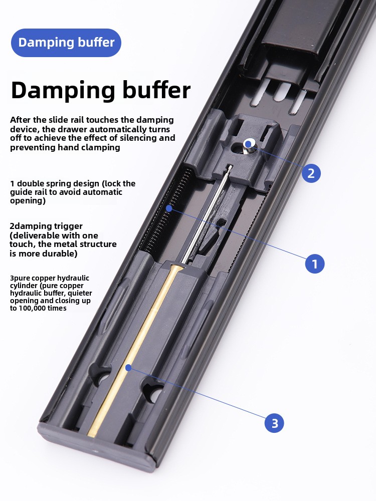 Factory 45MM Ball Bearing Telescopic Channel Drawer Slide Telescopic 304 Stainless Steel Metal Furniture Parts Kitchen Cabinet