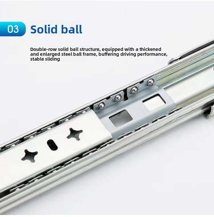 53mm Wide Heavy-Duty RV Self-Locking Drawer Slides Bearing Rails Three-Section Buffer Damping Industrial Track Modern Design