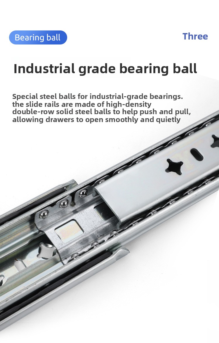 5320 Locking Heavy Duty Drawer Slides Three Section Full Extension Ball Bearing Cold Rolled Steel Industrial Rail 120KG