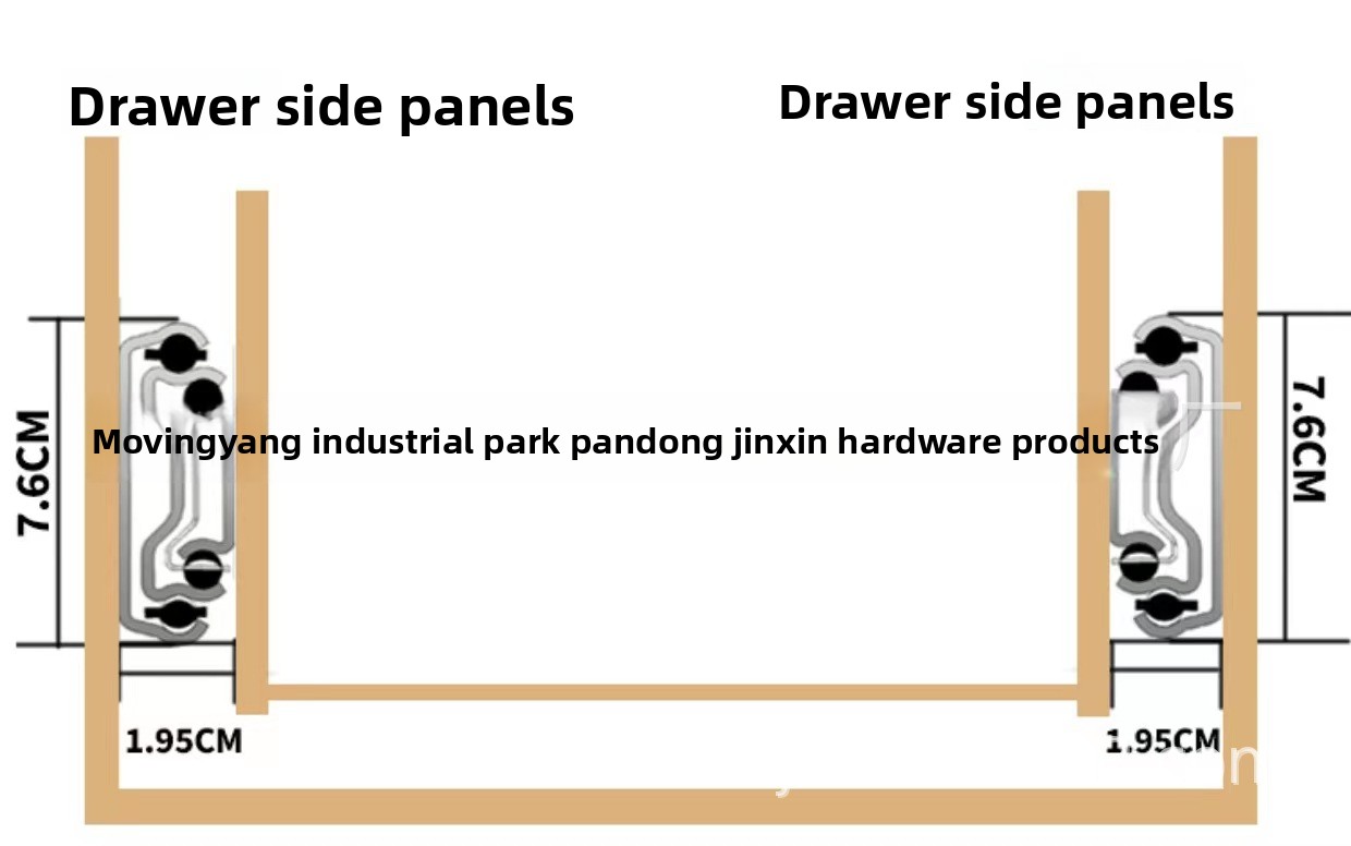 76mm Self-Locking Heavy-Duty Industrial Three-Section Full Extension Drawer Slide Rail 200kg Bearing Guide Rail Slide Drawers