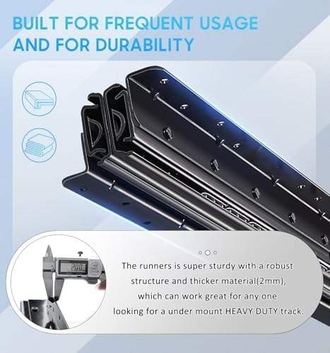 Undermount Heavy Duty Drawer Slides Rail Bottom Mounted Full Extension Runners Hidden Glides Staircase Cupboard Cabinet Wardrobe