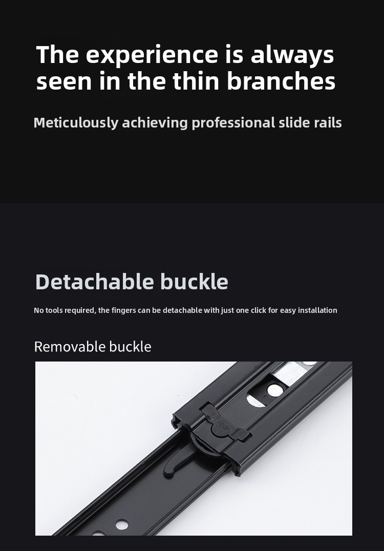 Rebound Cabinet Drawer Slides Ball Bearing Full Extension 45mm Soft Close Kitchen Telescopic Drawer Rails Guide Runner