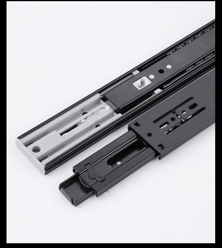 Wholesale 4515 Three-Section Fully Extendable Steel Push-Pull Track for Modern Wardrobe Solid Ball Silent Rebound Drawer Rail