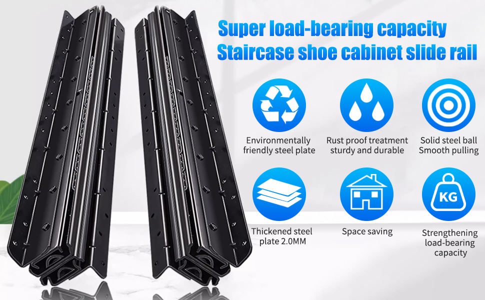 Full Extension Ball Bearing Drawer Slides Staircase Hidden Base Cabinet Track Stair Bottom Heavy Duty for Cabinet Silent Drawer