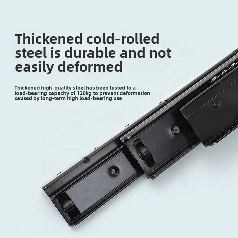 Heavy-Duty Three-Section Telescopic Slide Rail Bottom-Mounted Buffer Shoe Cabinet Base Thickened Heavy-Duty Drawer Track