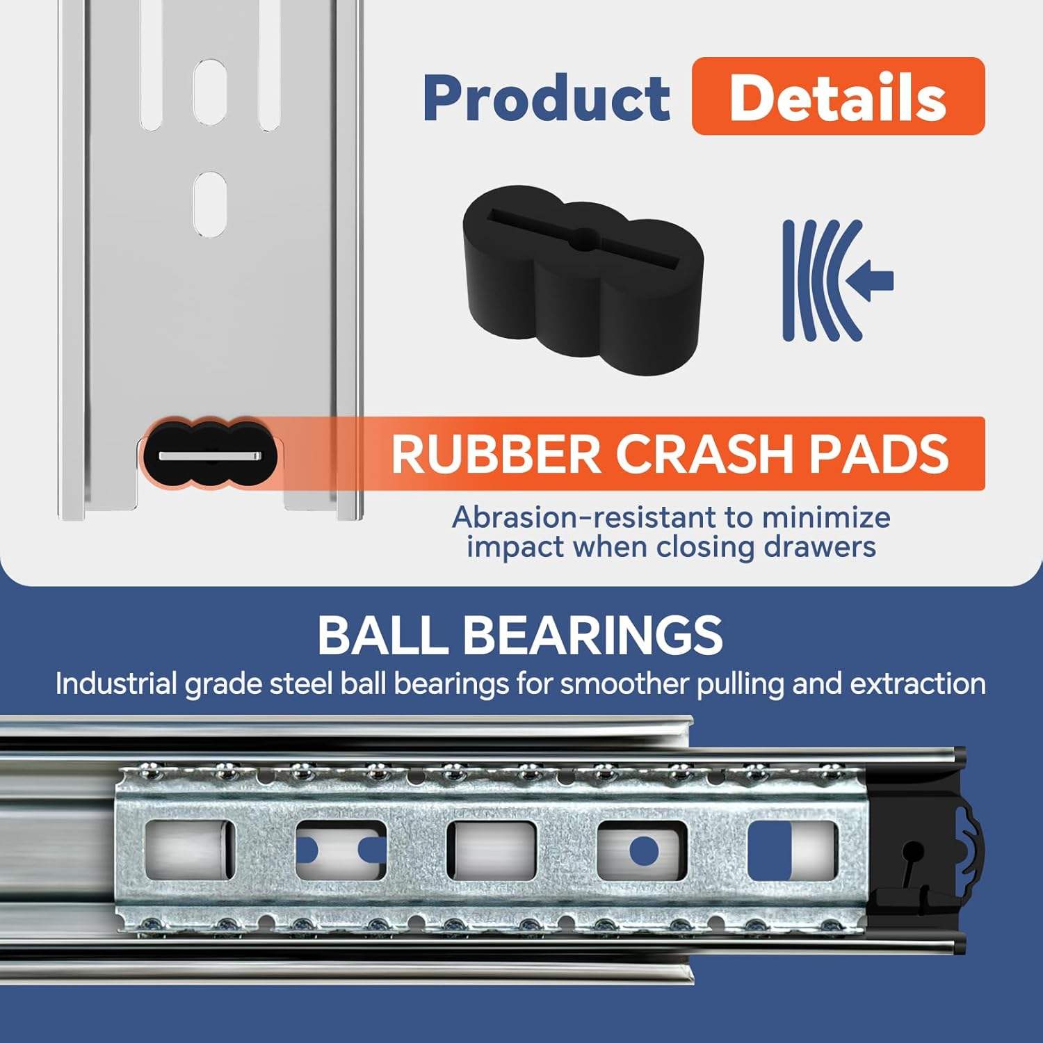 Buffer Telescopes Drawer Slides Kitchen Cabinet Slide Rails Push Open Drawer Channel Soft Close Ball Bearing Drawer Slides