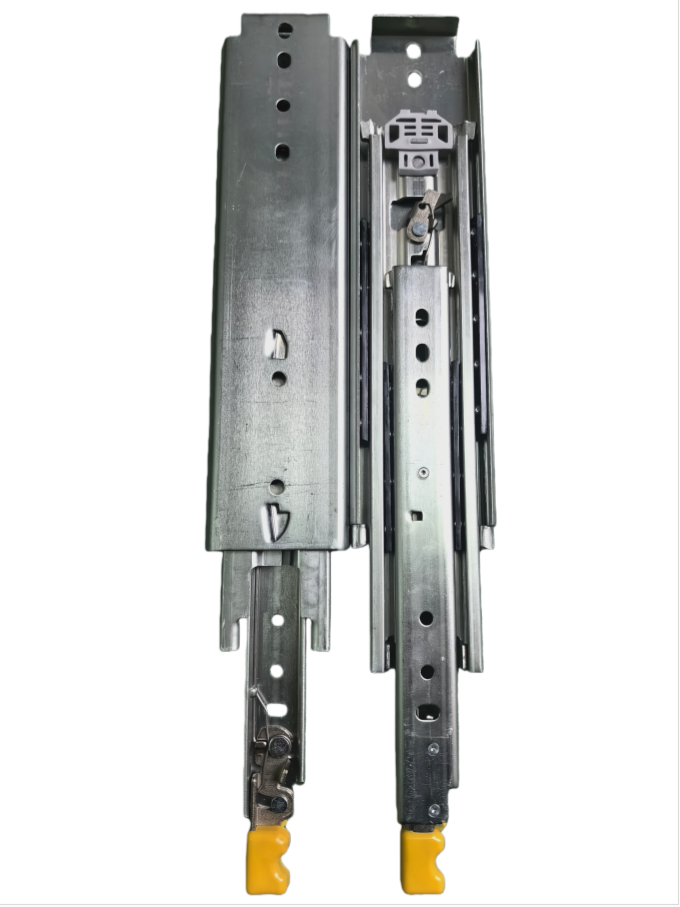 Heavy Duty Zinc Plated 76mm Three Fold Ball Bearing Push Open Telescopic Drawer Slides Full Extension Telescopic Channel