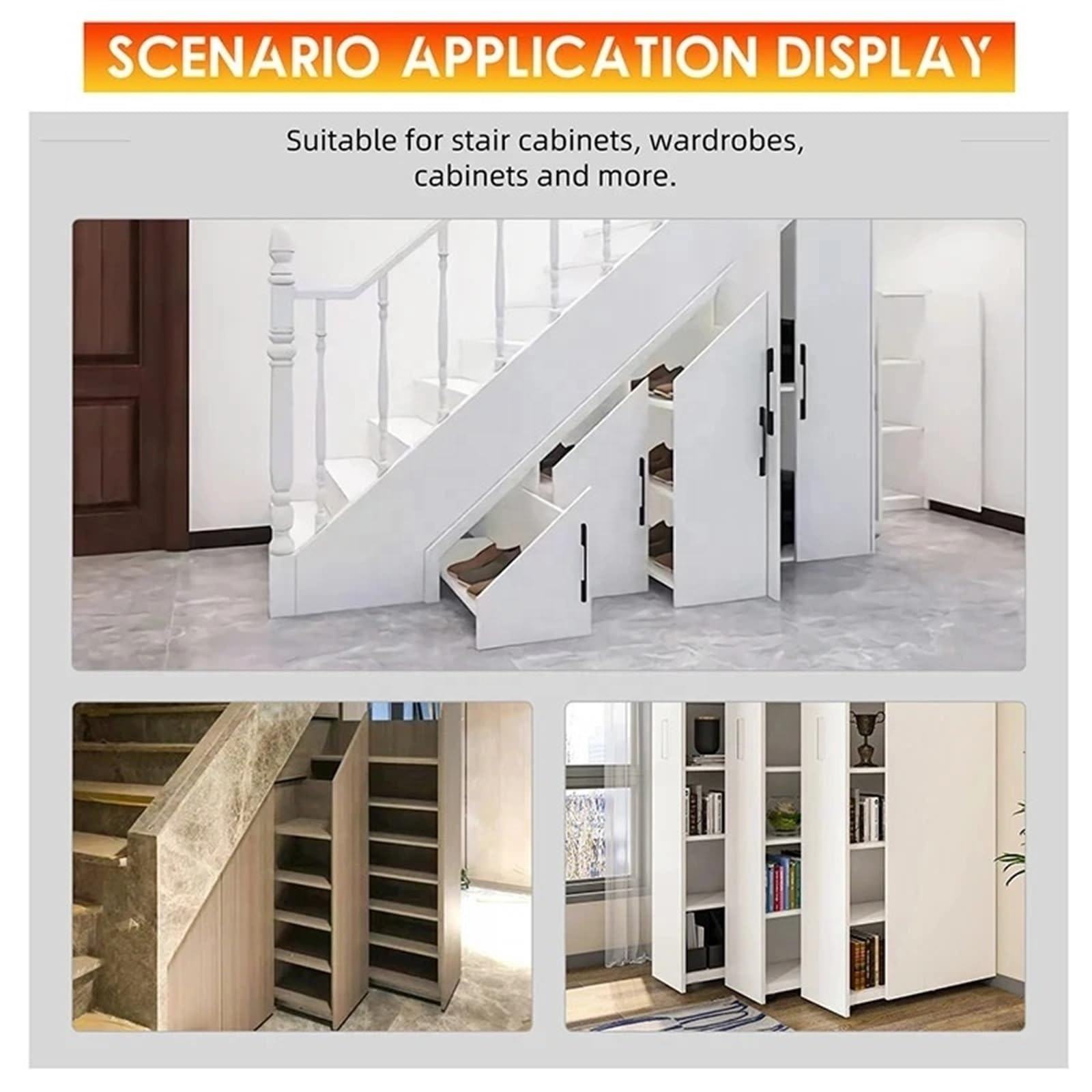 Ball Bearing Two Way Slide Track Rail Steel Heavy Duty 3 Fold Bottom Mounting Pull Out Draw Slide Rail Under Stair Storage