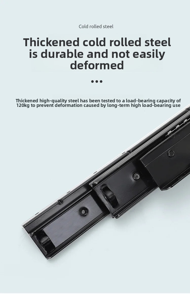 Heavy-Duty Three-Section Telescopic Slide Rail Bottom-Mounted Buffer Shoe Cabinet Base Thickened Heavy-Duty Drawer Track