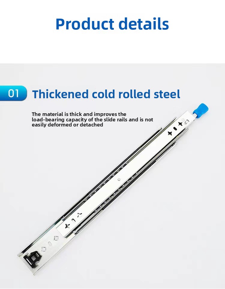 5320 Locking Heavy Duty Drawer Slides Three Section Full Extension Ball Bearing Cold Rolled Steel Industrial Rail 120KG