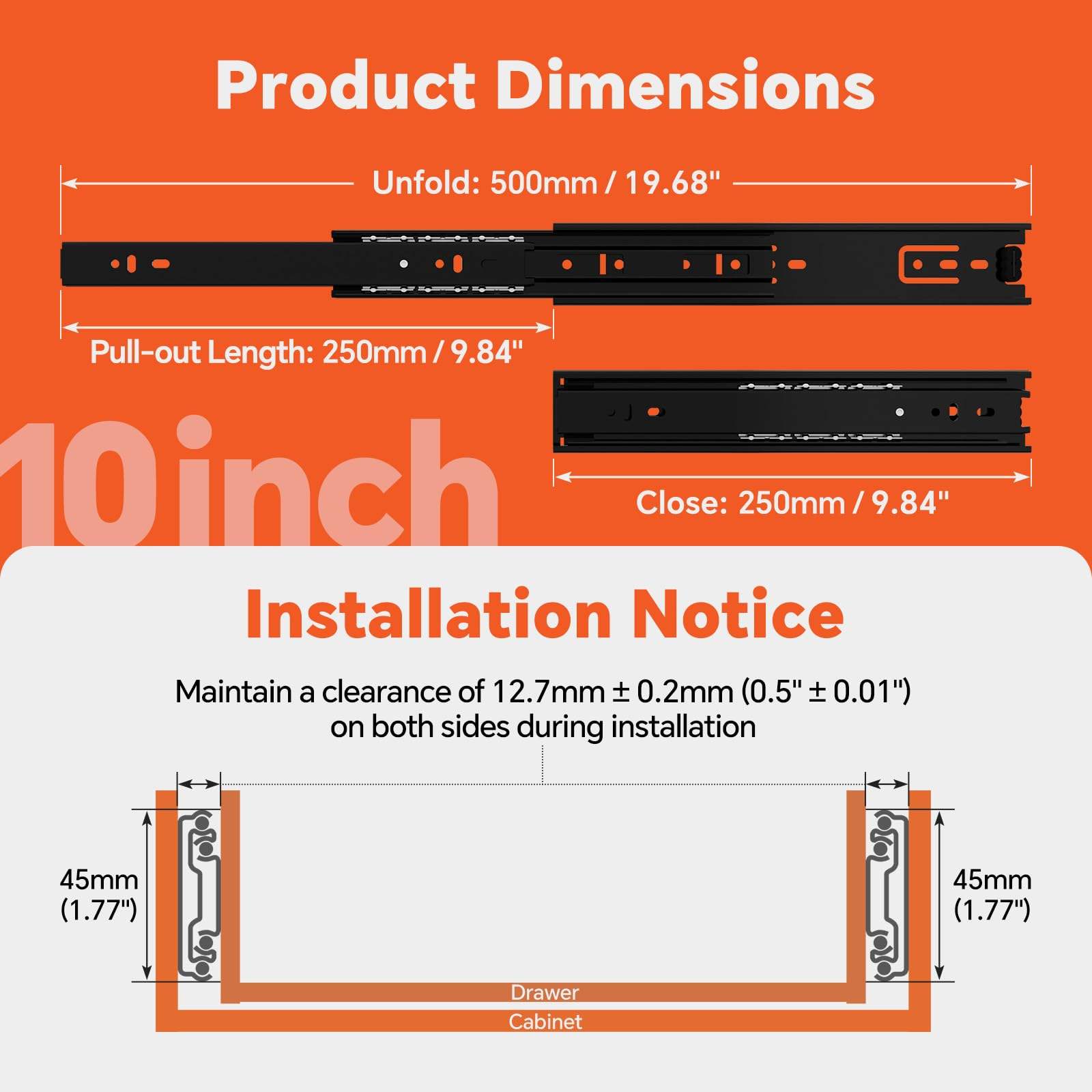 Furniture Hardware Push Open Full Extention Ball Bearing Telescopic Drawer Slide Two Options for Damping and Buffering