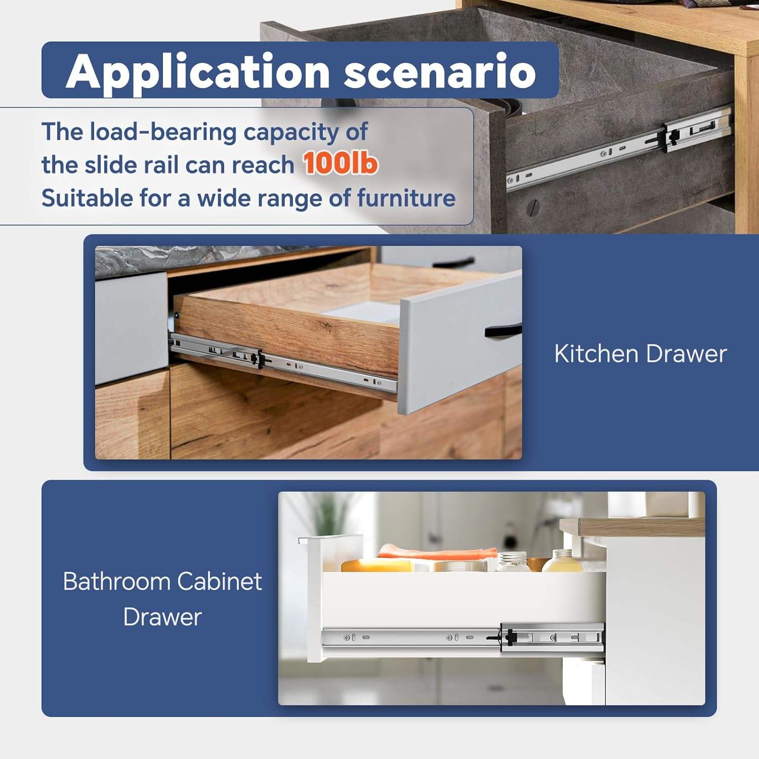 Buffer Telescopes Drawer Slides Kitchen Cabinet Slide Rails Push Open Drawer Channel Soft Close Ball Bearing Drawer Slides