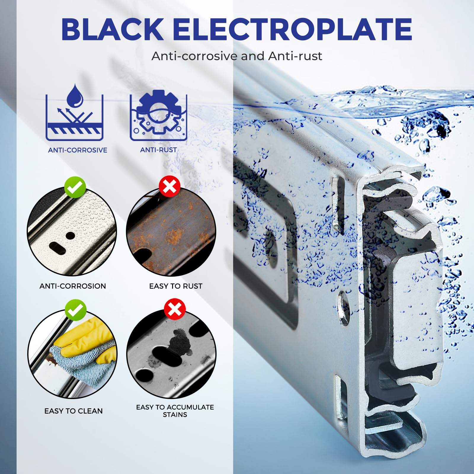 JieYang Factory Competitive Damping 3 Fold Push Open Ball Bearing Drawer Slide Easy Installation