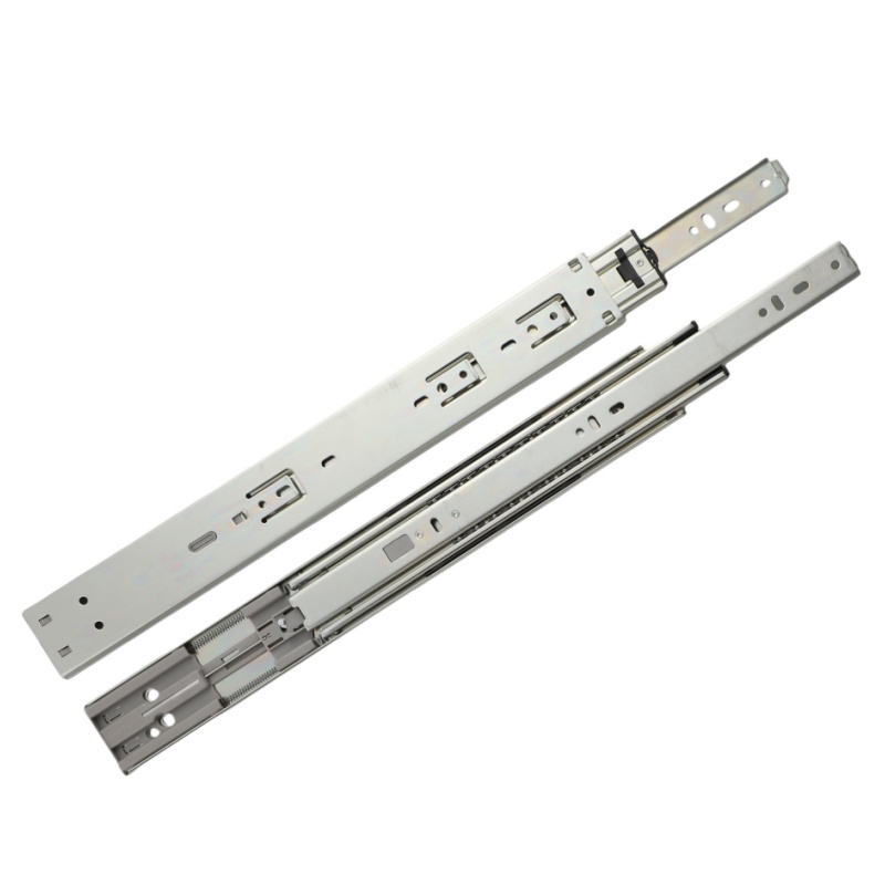 Soft Closing Drawer Slide with Ball Bearing by Galvanized Steel 53mm Three Fold Drawer Slides with Lock